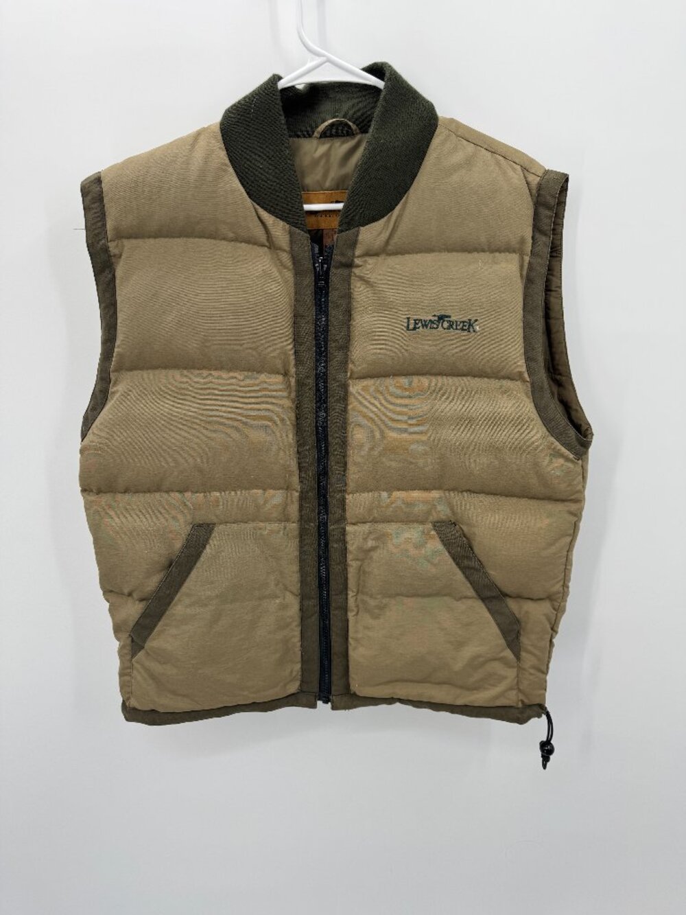 Lewis Creek American Countrywear Goose Down Puffer Vest Mens Medium Tan Green